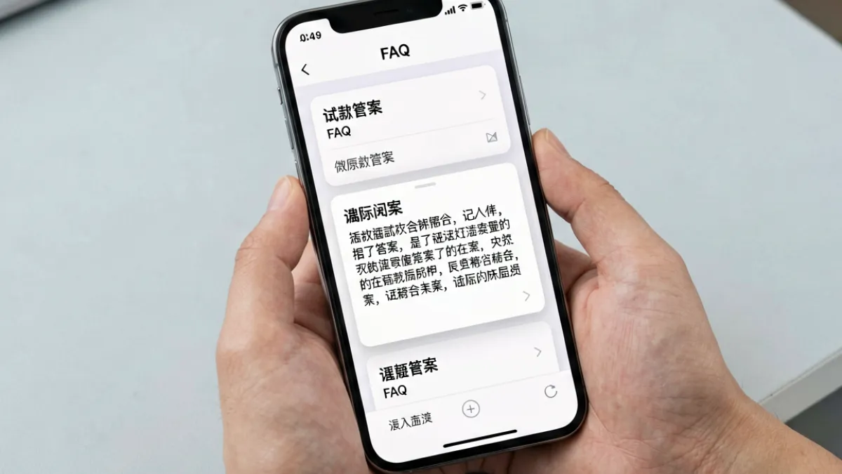 手机屏幕显示糖心官网常见问题页面，用户正在折叠卡片中查看FAQ解答内容